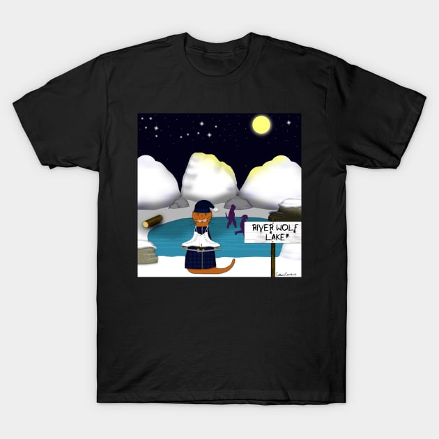 Oliver The Otter Skates at River Wolf Lake T-Shirt by ButterflyInTheAttic